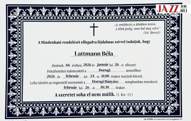 Lattmann Béla gyászjelentés